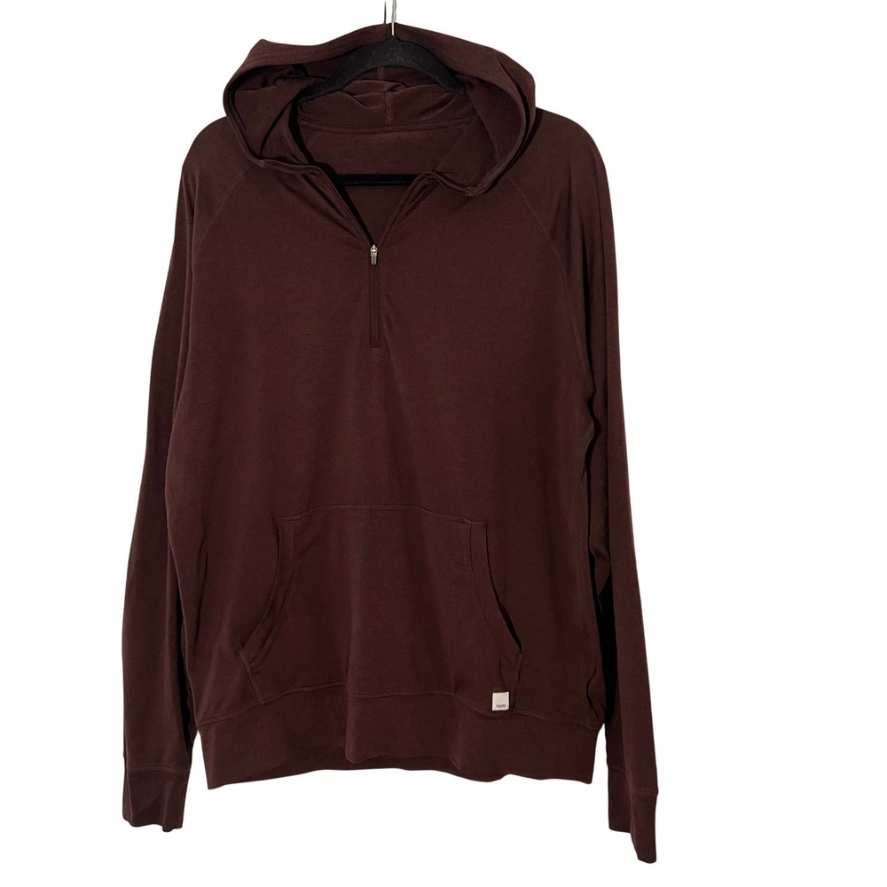Vuori Ponto Performance Hoodie Mens L Brown Half Zip Activewear Pullover